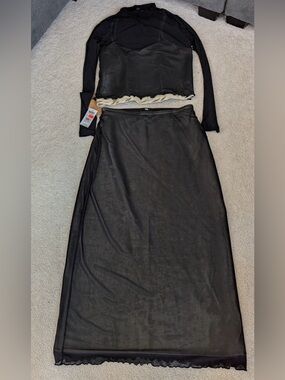 Vans Black Maxi Skirt - Sheer Overlay NWT